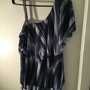 🌺NWT, INC Elegant Blue One-Shoulder Top in XXL.